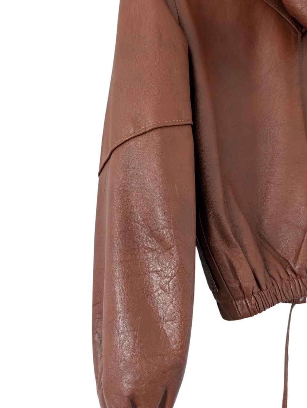 Vintage 70s Mexican Leather Hooded Bomber Jacket Size 7/8 Jrs/Womens XXS/Kids L - Picture 11 of 16
